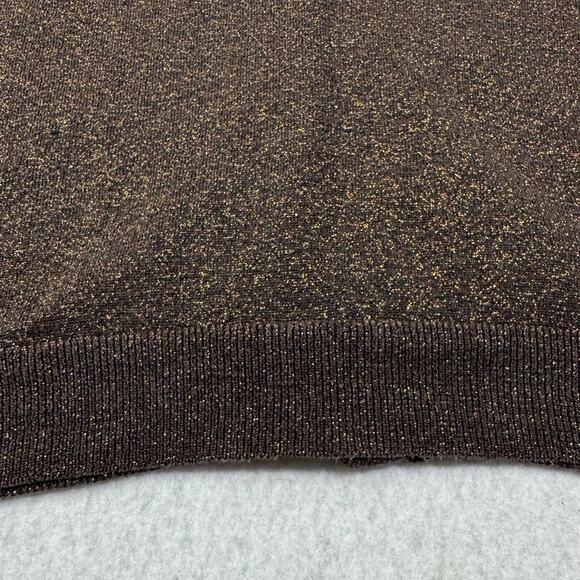 August Silk Knit Brown and Gold Metallic Button Up Sweater Large Long sleeved - Picture 9 of 13